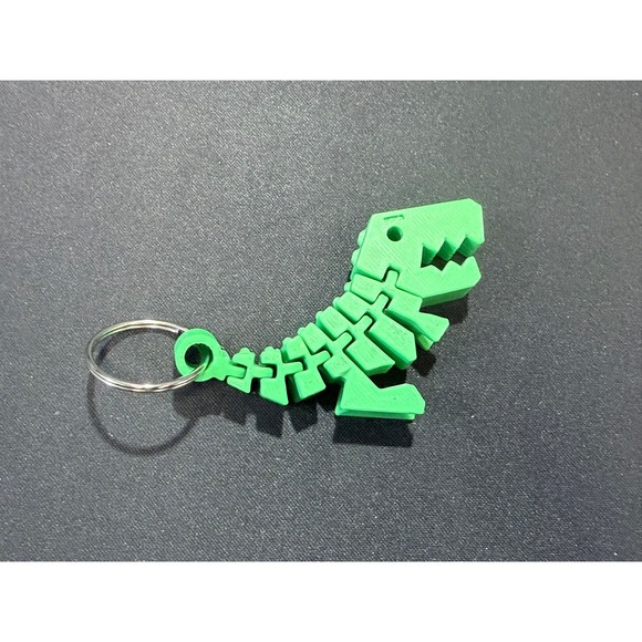 Other - 3D Printed Articulated T-Rex Keychain Green Flexible Dinosaur Toy